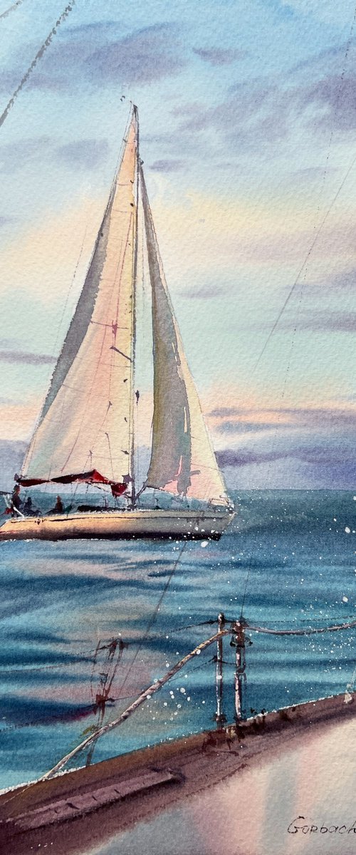 Yachts at sea #19 by Eugenia Gorbacheva