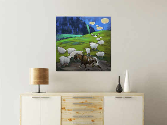 A random passerby. Mountain landscape