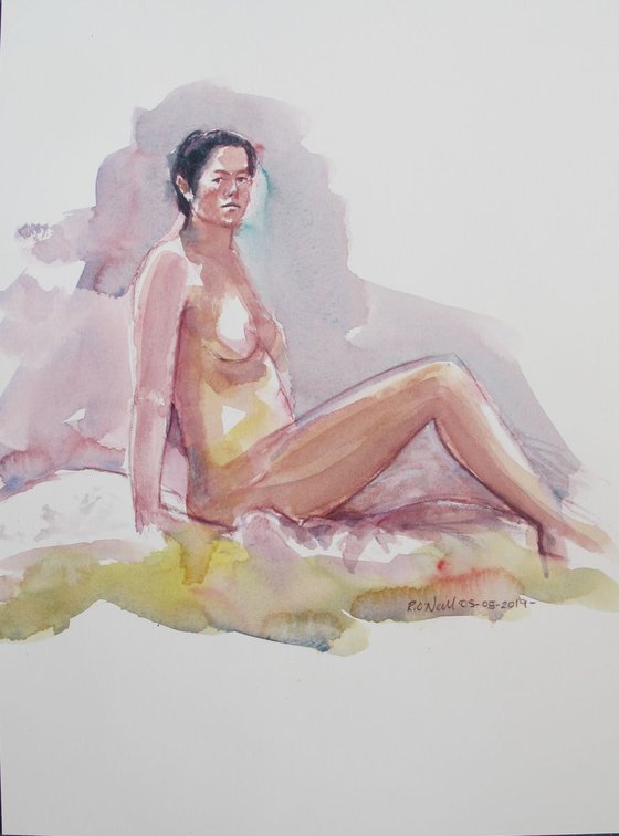 seated female nude