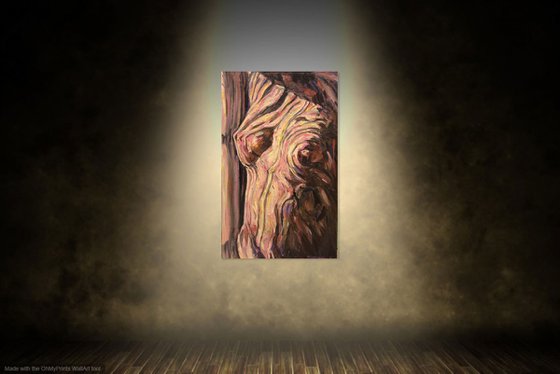 TORSO - Nude art, original painting, oil on canvas, brown, female body, love, figure, interior art home decor, gift for him