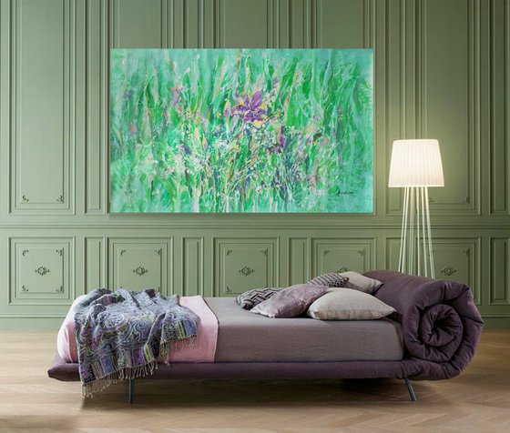 Large painting 100x160 cm unstretched canvas "One summer day" i008 art original artwork by Airinlea