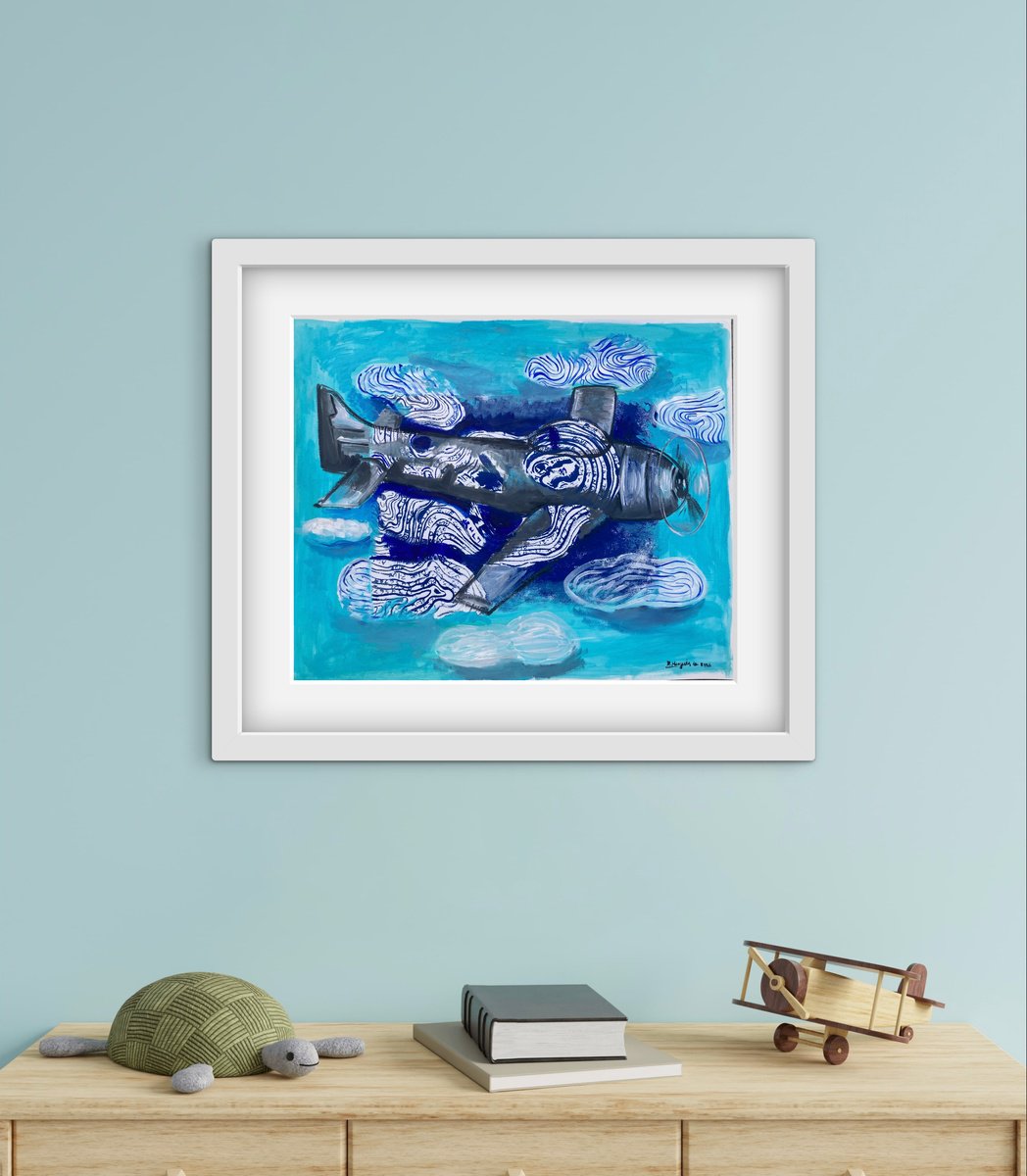 Geometric Painting , Flying Into The Clouds By Roberto Munguia Garcia, 17 X 14, Artwork For Sale On Artfinder
