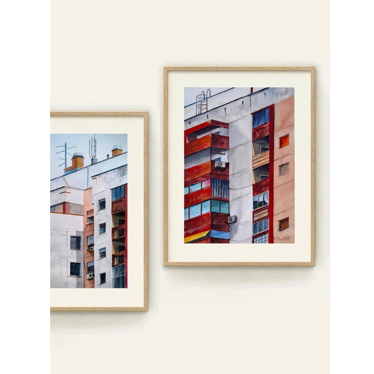 Photorealistic Cityscapes Watercolour By Elina V.g., 8 X 11, Lines And Colours, Original Artwork