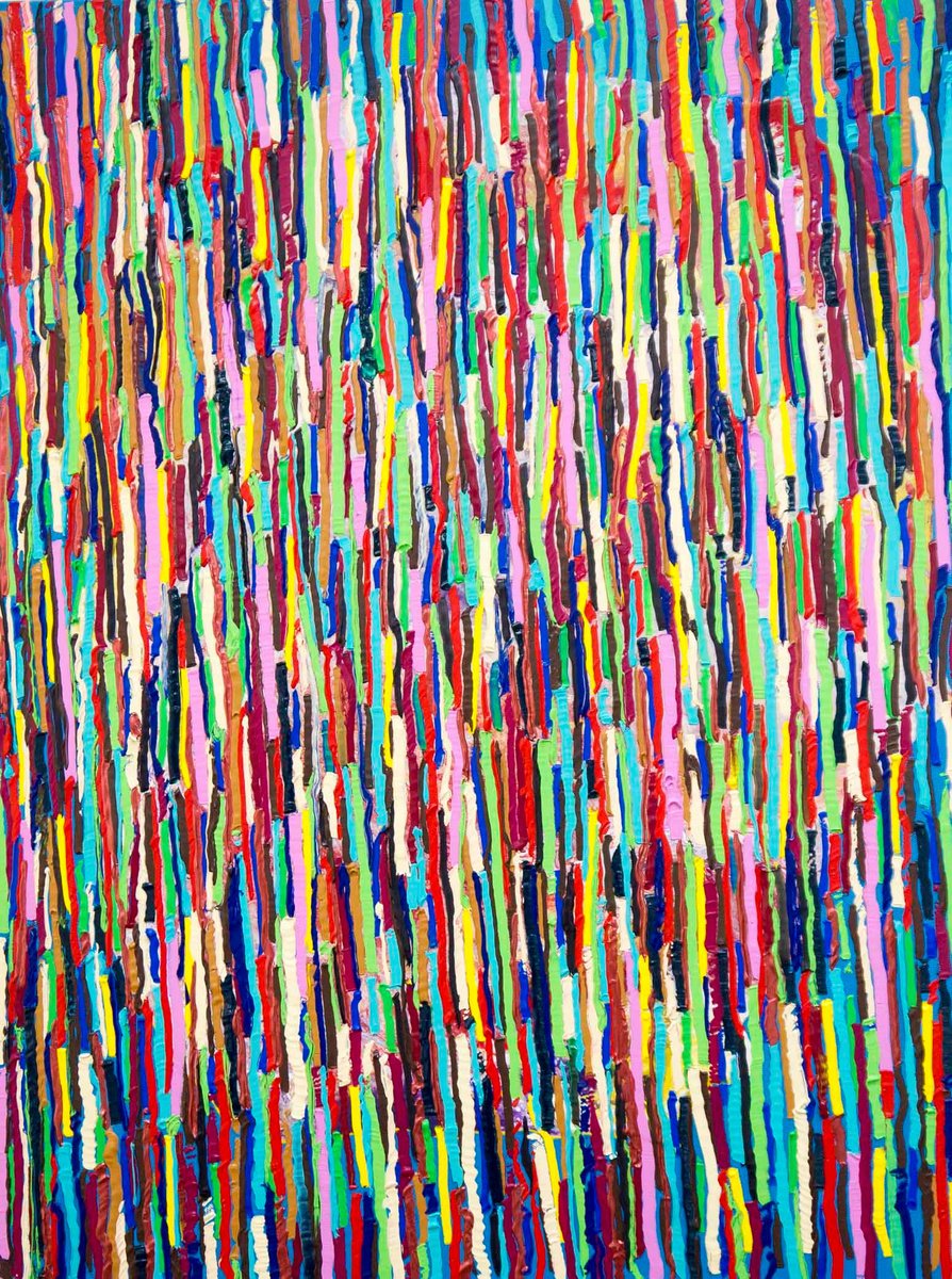 Abstract Acrylic Painting By Km Arts, 24 X 31", Strands Of Time, Original Artwork