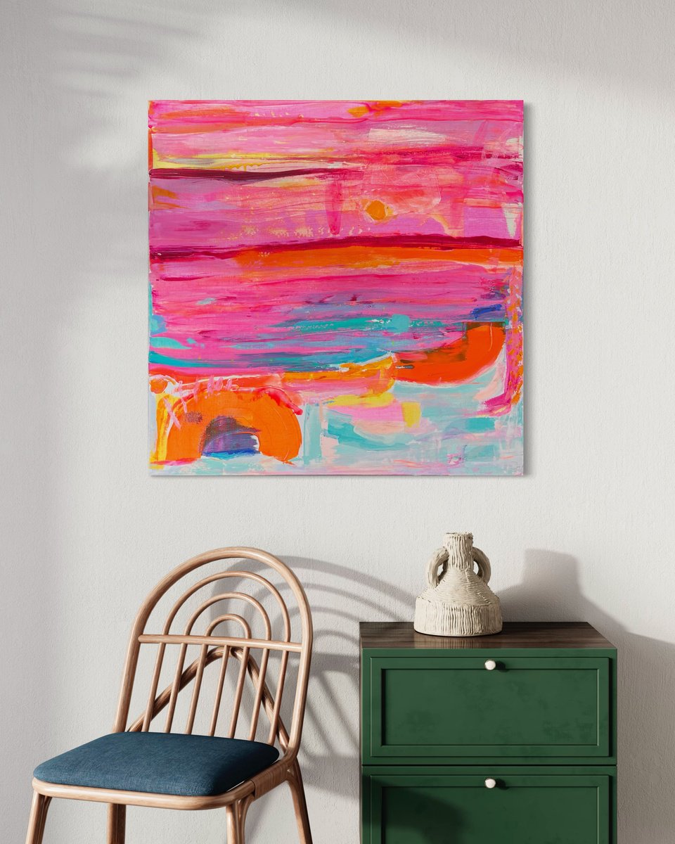 Organic Landscape Acrylic Painting By Kathryn Sillince, 35 X 35", 