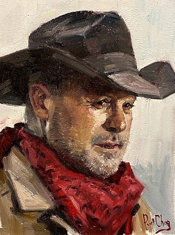 Cowboy with Red Scarf Portrait