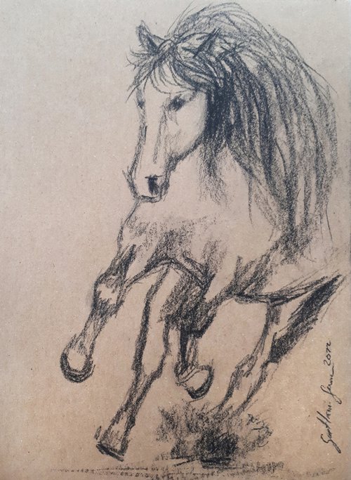 Horse 4 Sketch  /  ORIGINAL PAINTING by Salana Art Gallery