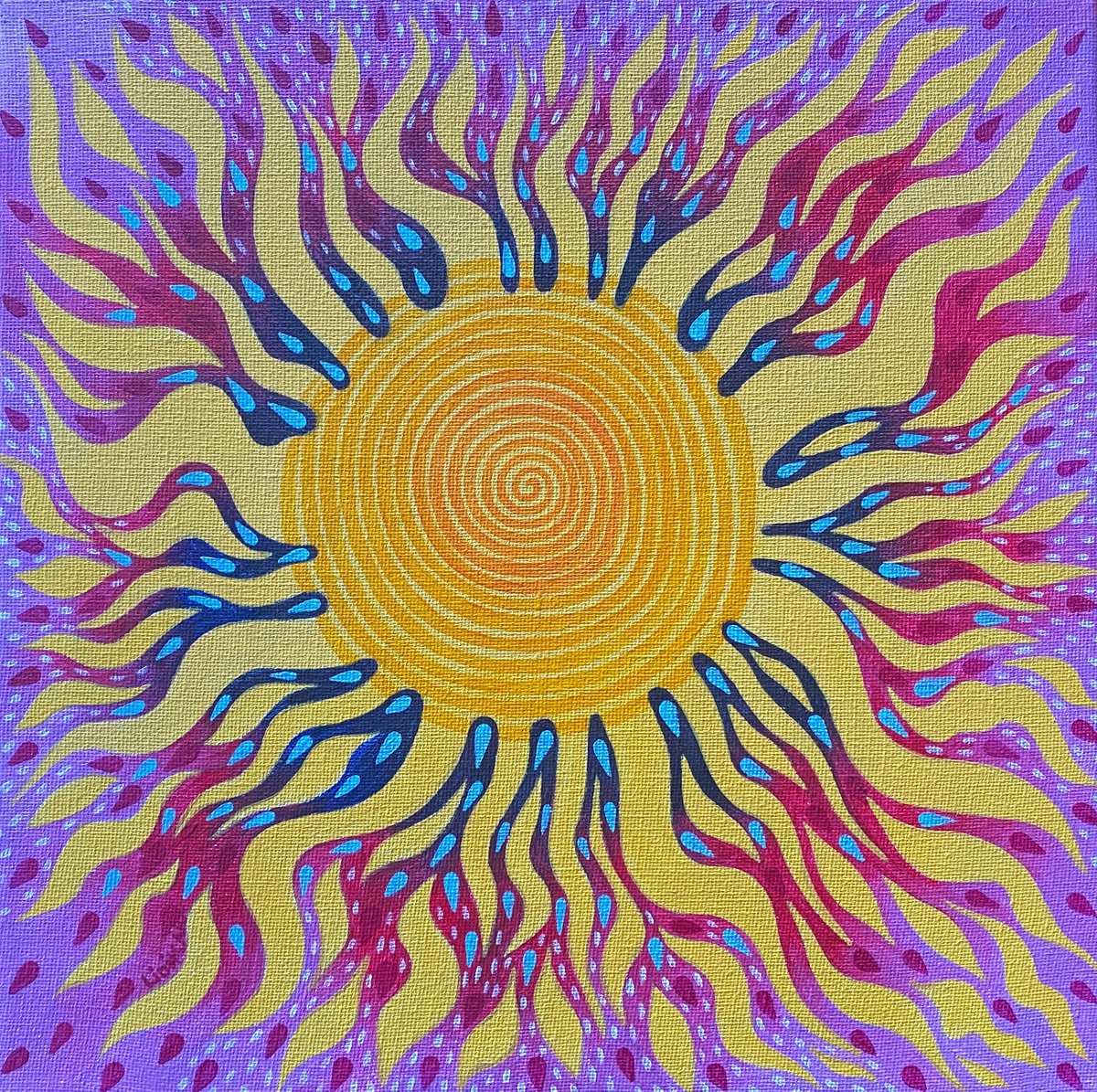 Naive Acrylic Painting , The Inner Sun By Lidia Matviyenko /Lidikart/, 12 X 12, Artwork For Sale On Artfinder