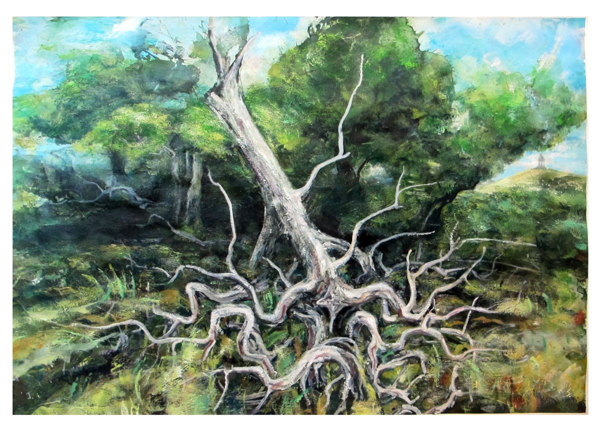 Expressive Landscape Painting By John Sharp, 37 X 26, Parkland2, Original Artwork