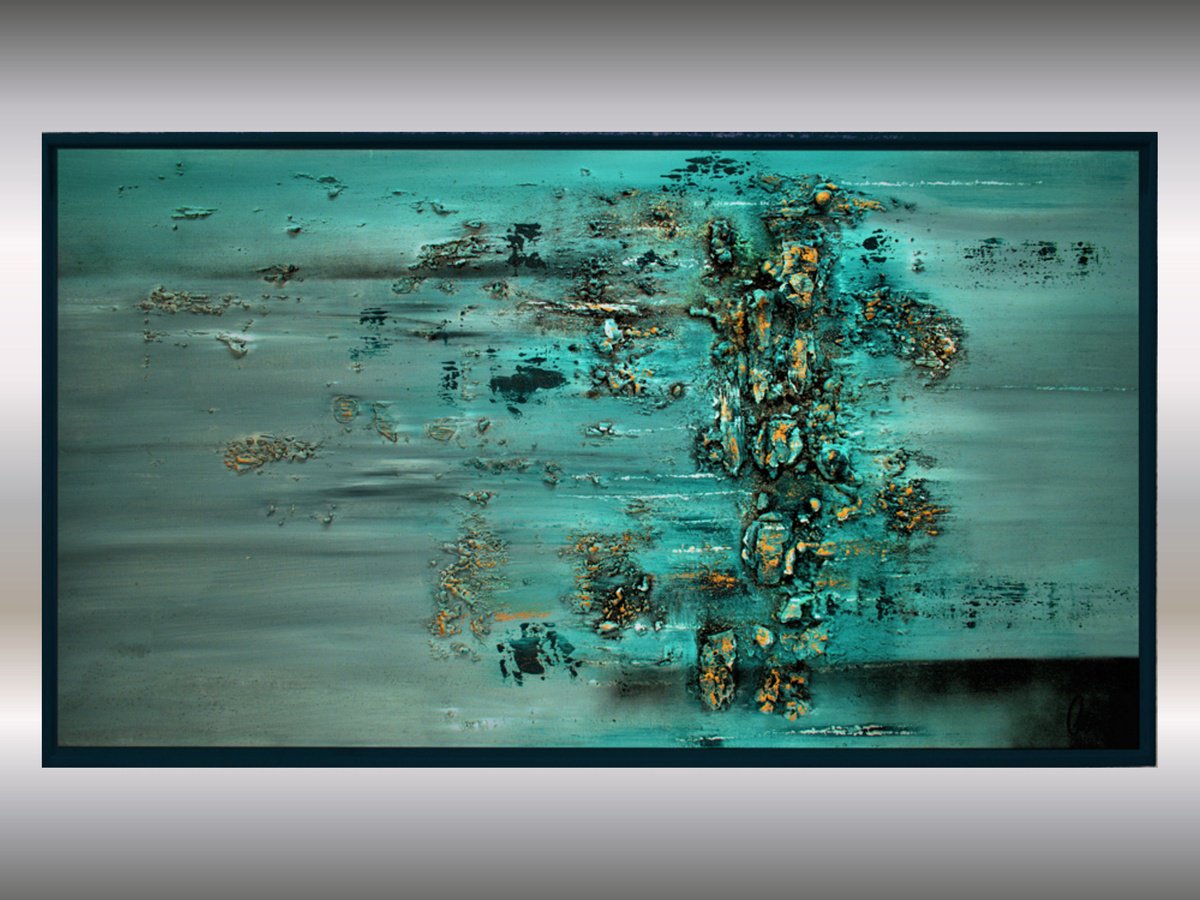 Abstract Acrylic Painting By Edelgard Schroer, 37 X 21, Break, Original Artwork