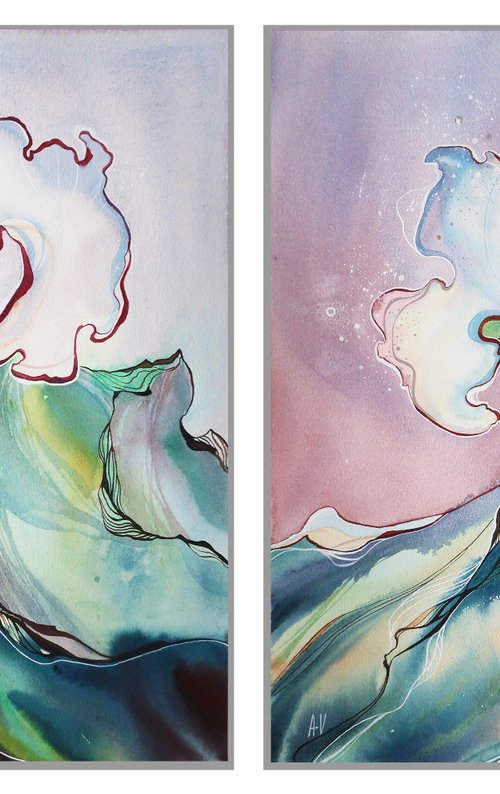 Waves. Diptych by Alla Vlaskina