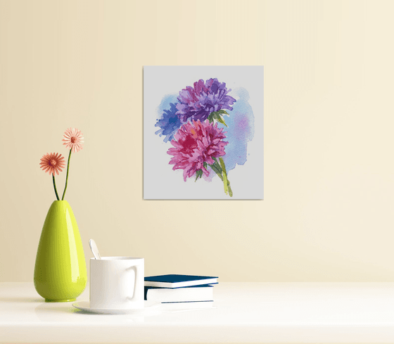 "Asters" original watercolor artwork