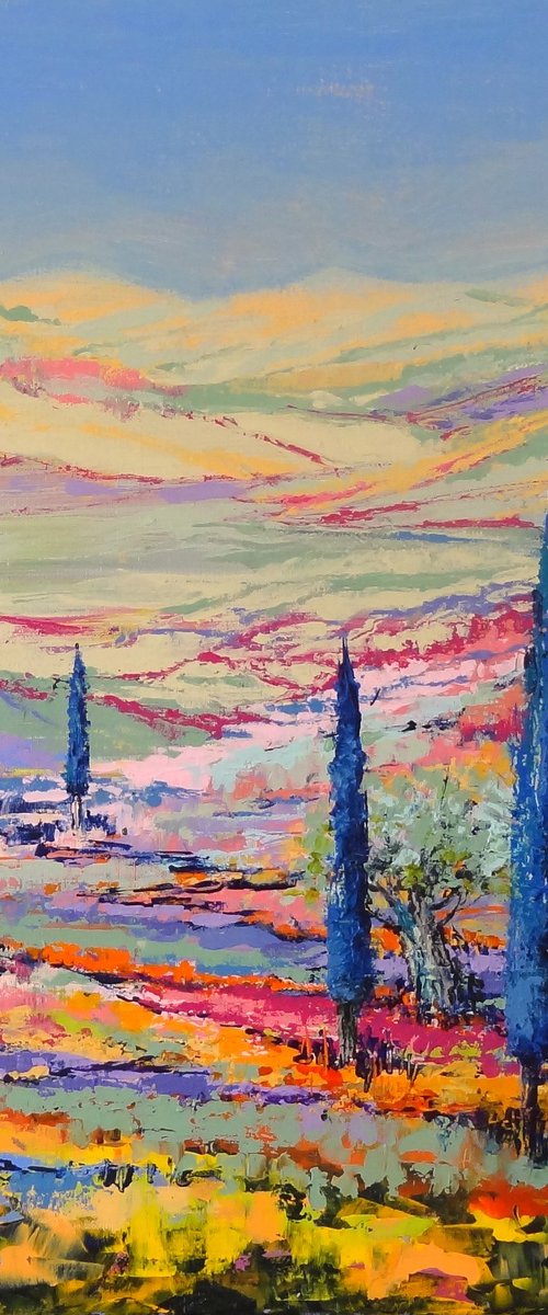 Blue cypresses by IneLouise Mourick