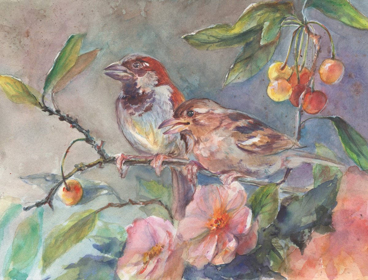 Family of sparrows by Irina Bibik-Chkolian