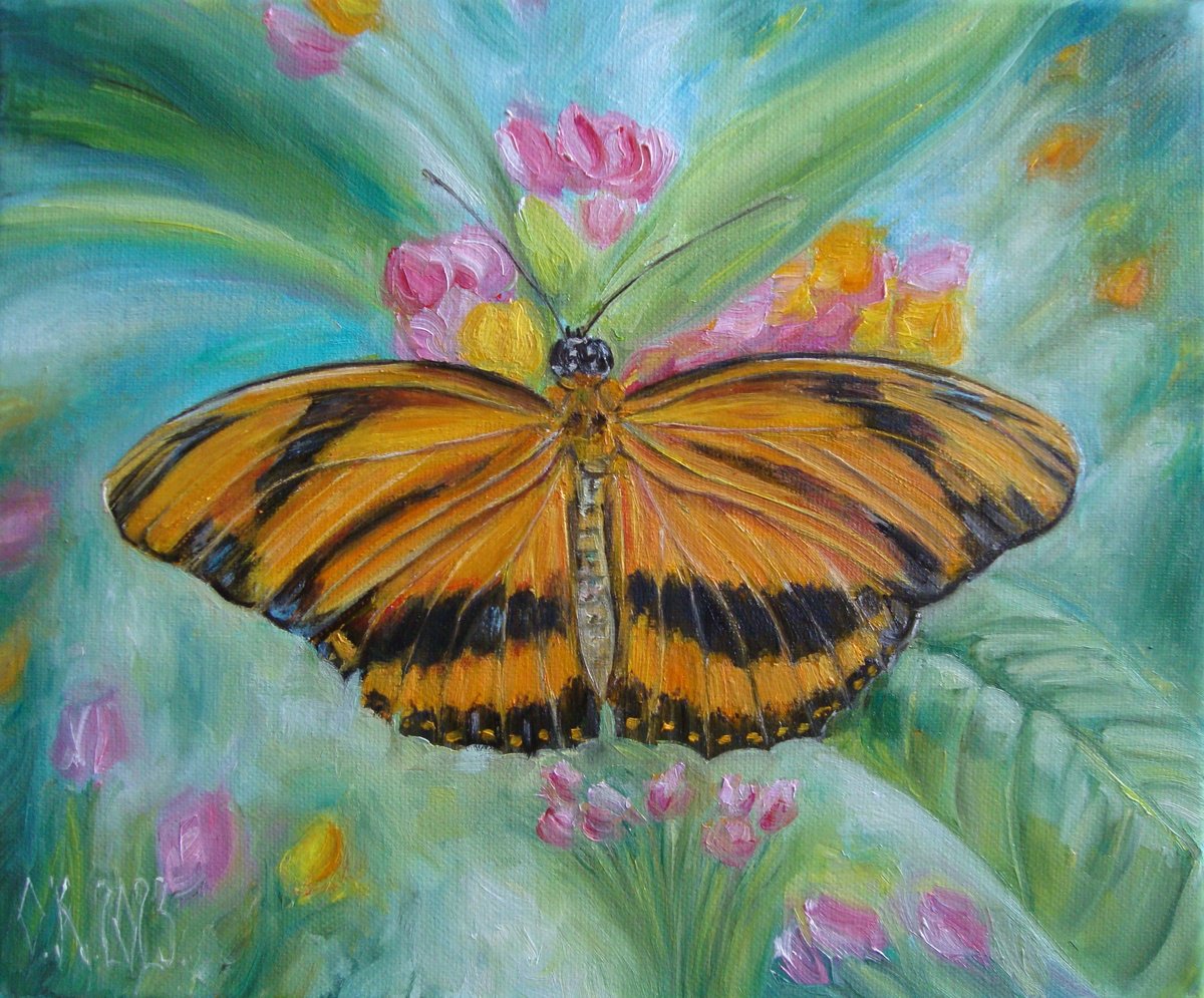 Photorealistic Animal Oil Painting By Olga Knezevic, 12 X 10", Gentle Garden, Original Artwork