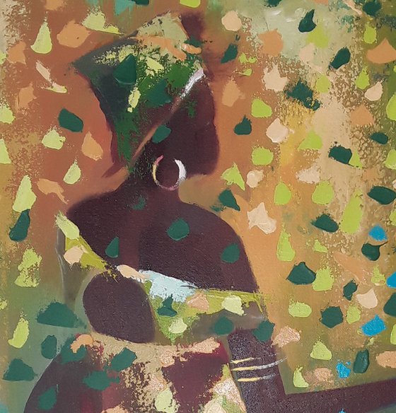 Colorful painting - mother and child,