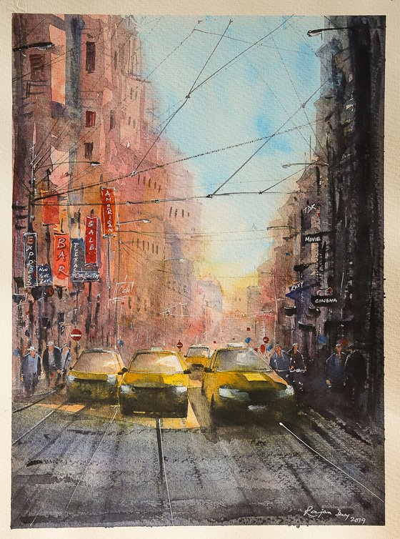 NewYork in the afternoon Painting by Rajan Dey