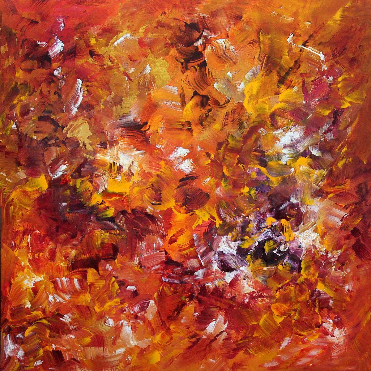 Abstract Acrylic Painting By Paresh Nrshinga Frsa, 37 X 37", Wildflowers, Original Artwork