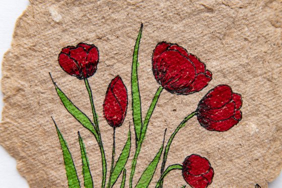 Red tulips small drawing