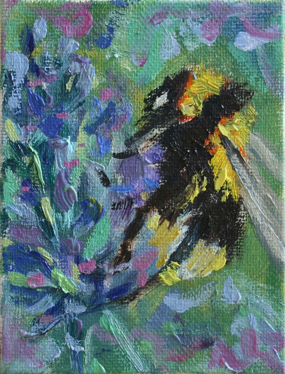 Bumblebee 02  / From my series "Mini Picture" /  ORIGINAL PAINTING