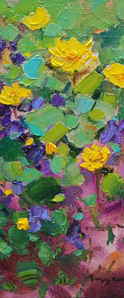 Spring flowers.  Purple and yellow by Helen Shukina