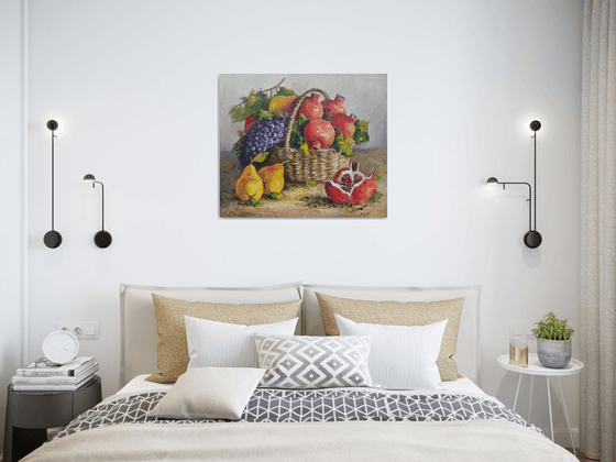 Autumn fruits (60x70cm, oil painting,  ready to hang)