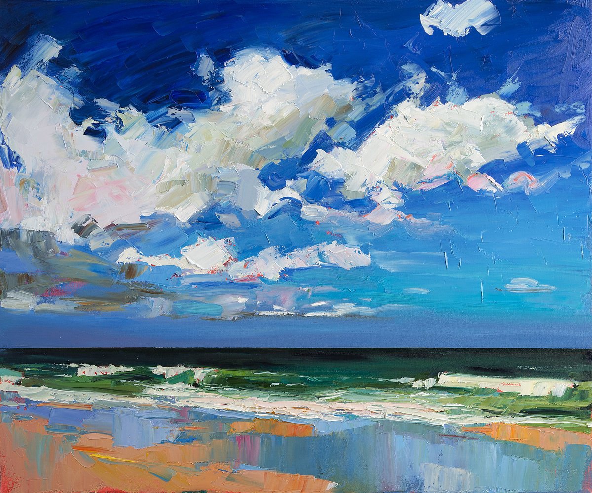 Impressionistic Landscape Oil Painting By Daria Zavadenko, 24 X 20, Seascape, Original Artwork