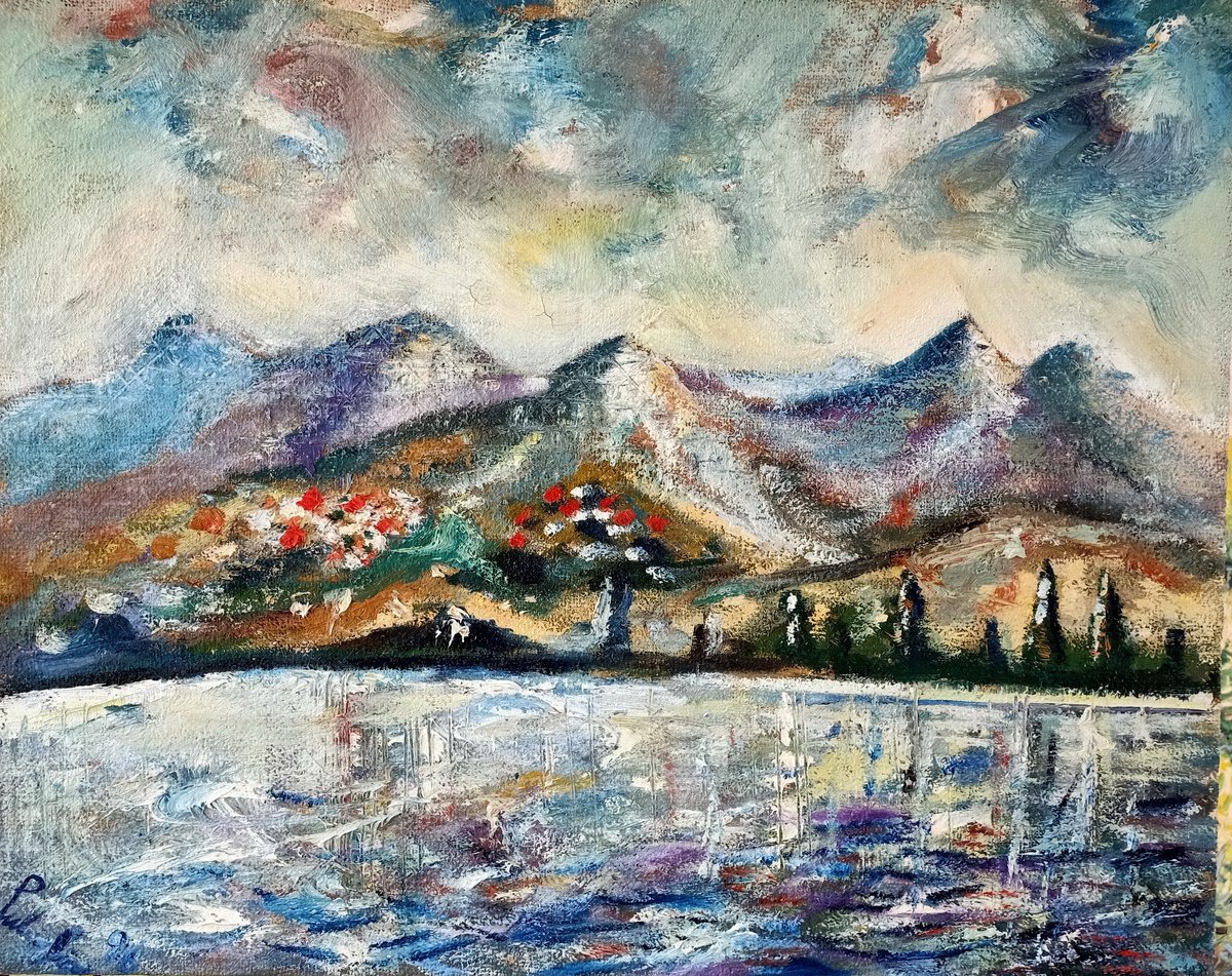 Impressionistic Botanical Oil Painting By Antonino Puliafico, 39 X 31, Vista Da Marinello, Original Artwork