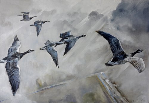 The geese flew away by Anatolii Varvarov