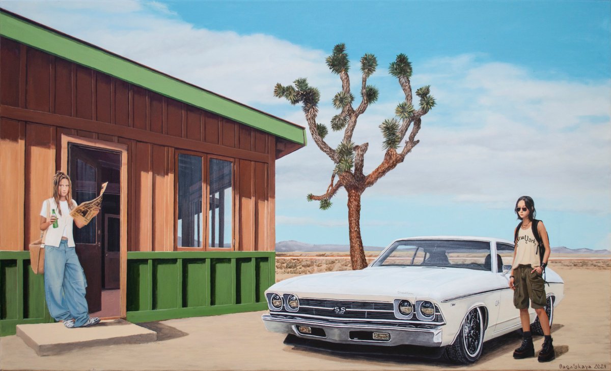 Photorealistic Portrait Acrylic Painting By Nataliya Bagatskaya, 45 X 28", Old Newspaper, Original Artwork