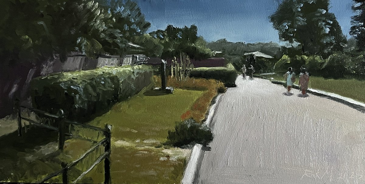 Impressionistic Landscape Oil Painting By Michael Rak, 14 X 7", ? Walk Through Quiet Poltava, Original Artwork