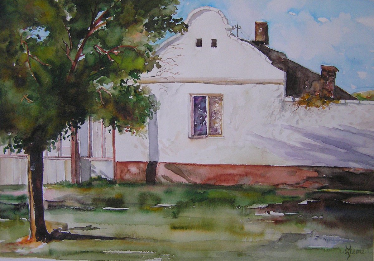 Impressionistic Cityscapes Watercolour By Zoran Mihajlovic Muza, 13 X 9", White House, Original Artwork