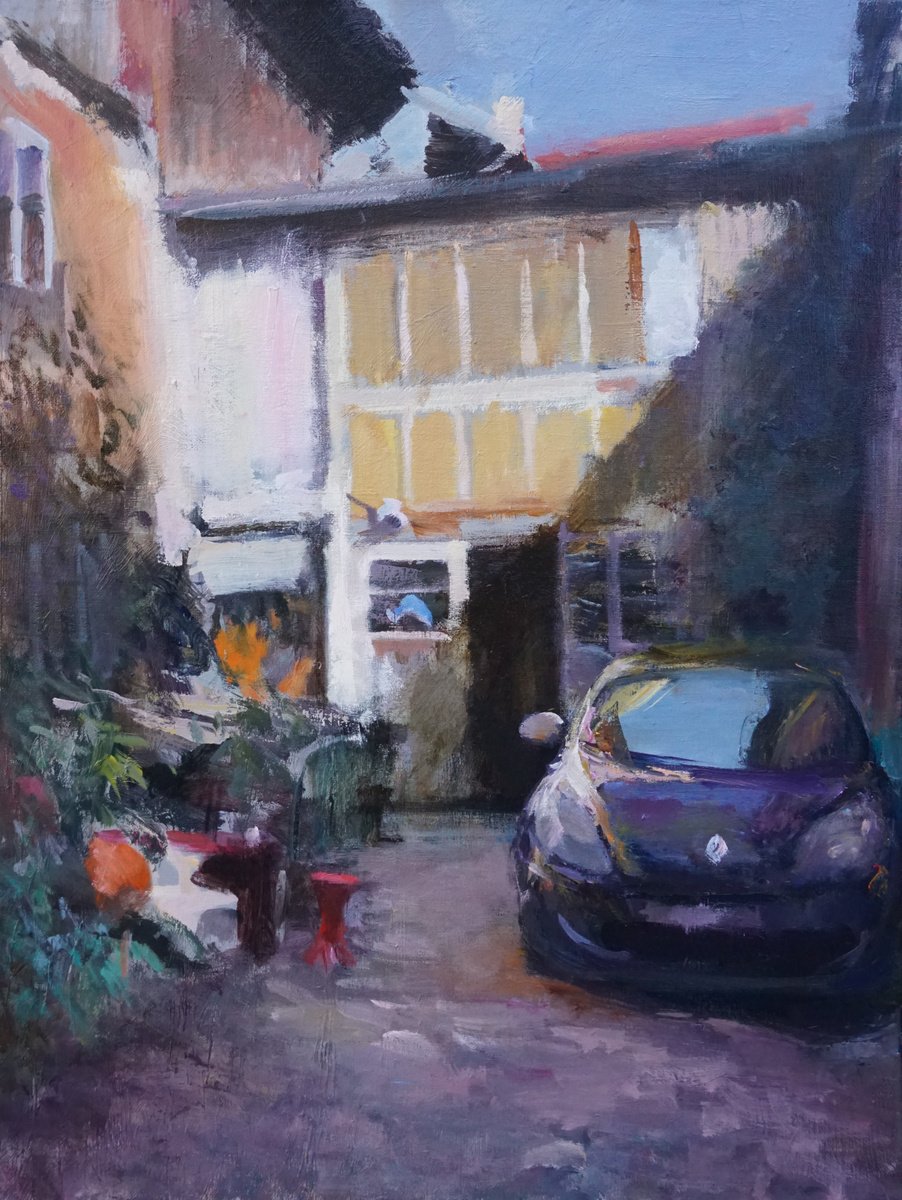 Expressive Oil Painting , Scenic In My Yard By Manuel Leonardi, 18 X 24, Artwork For Sale On Artfinder