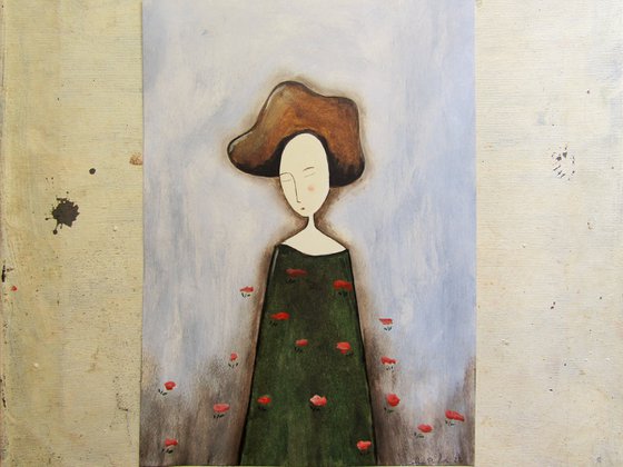 The woman in dark green
