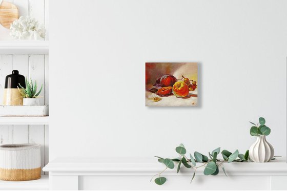 Still life with peaches