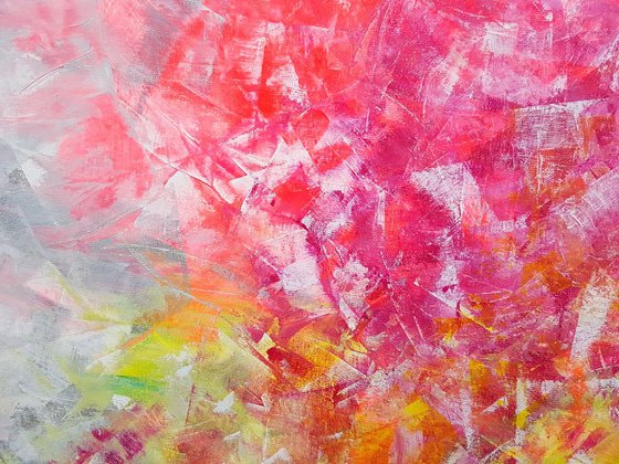Frozen in time - XL colorful floral abstract painting