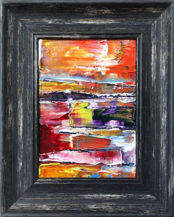 "Cobbled Together" - FREE USA SHIPPING - Original PMS Micro Painting On Glass, Framed - 8 x 10 inches