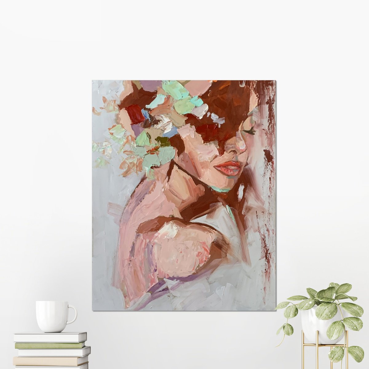 Expressive Portrait Oil Painting By Vita Schagen, 12 X 16", Romantic Dreams., Original Artwork