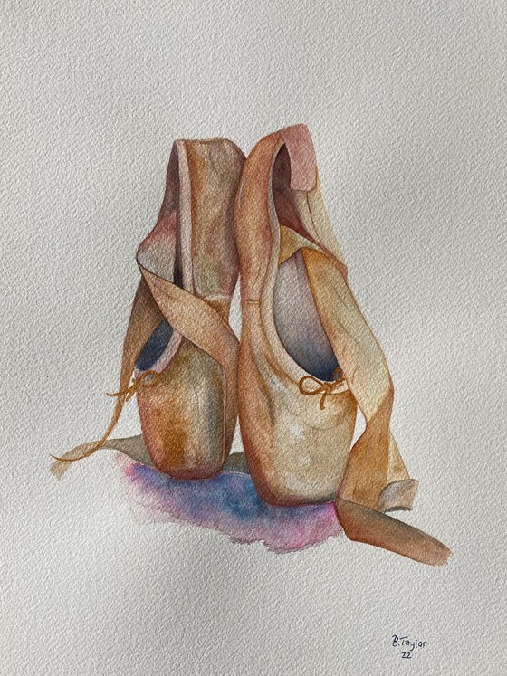 Ballet shoes watercolour painting