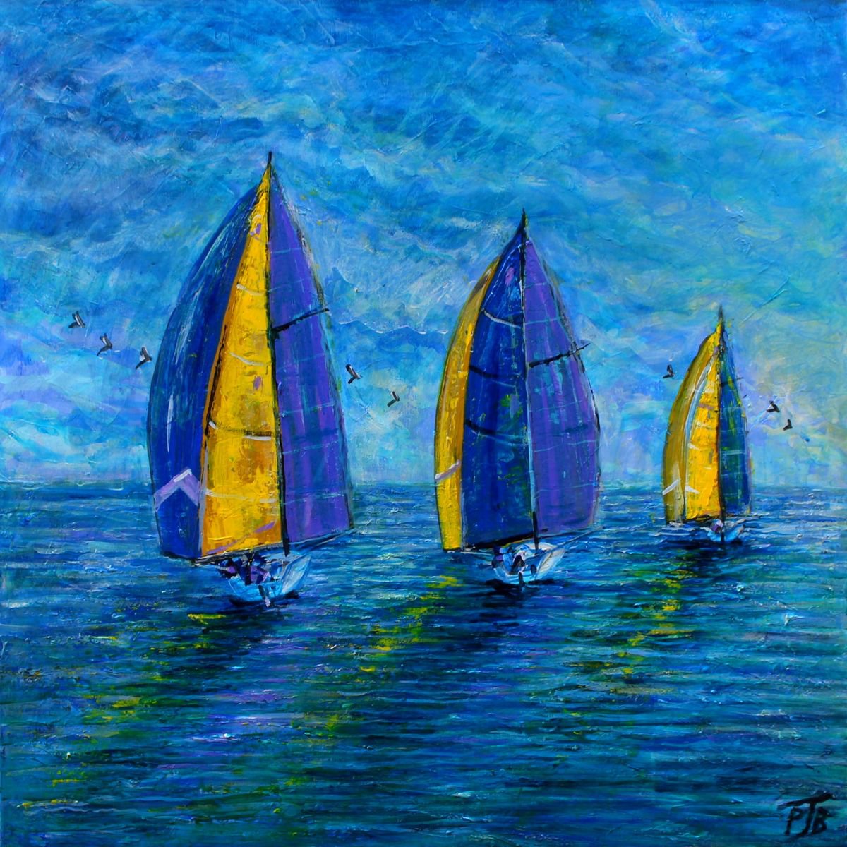  Spinnakers Up By Paul J Best, 30 X 30, Artwork For Sale On Artfinder
