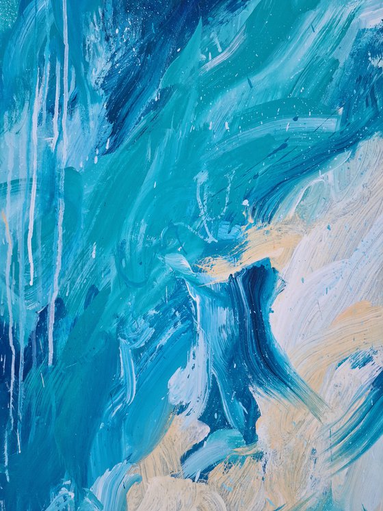 California Vibe. Abstract turquoise painting.
