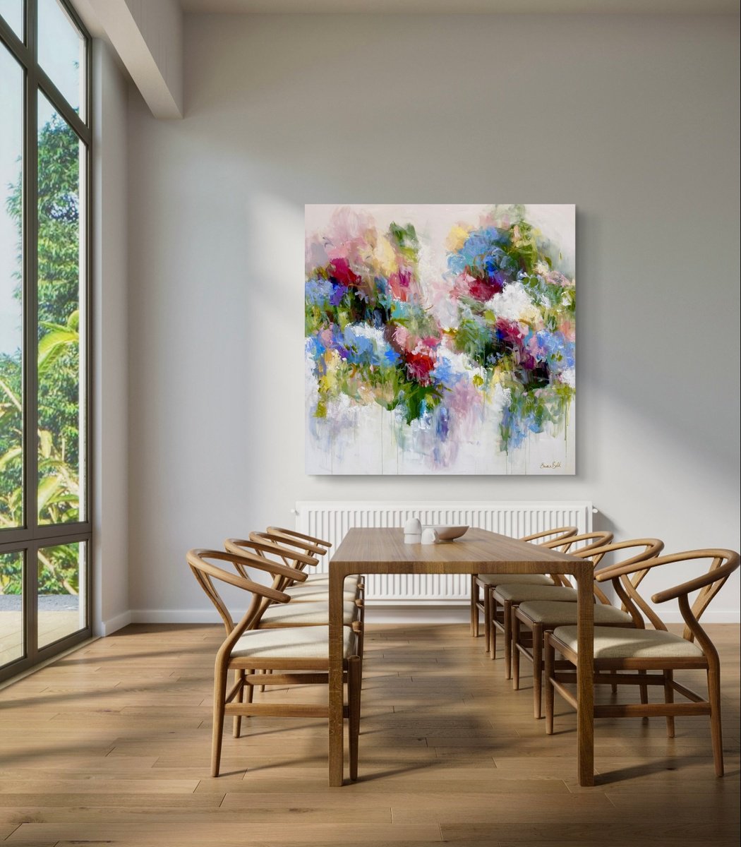 Abstract Acrylic Painting By Emma Bell, 48 X 48, Le Jardin, Original Artwork