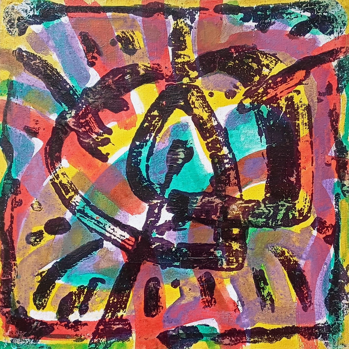 Abstract Acrylic Painting By Stanislav Bojankov, 16 X 16", Heart-Xvii, Original Artwork