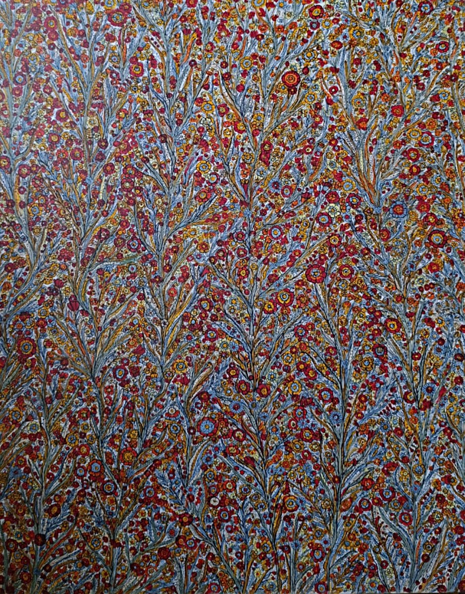 Naive Botanical Acrylic Painting By Tetiana Osadchuk, 31 X 39", Wildflowers, Original Artwork