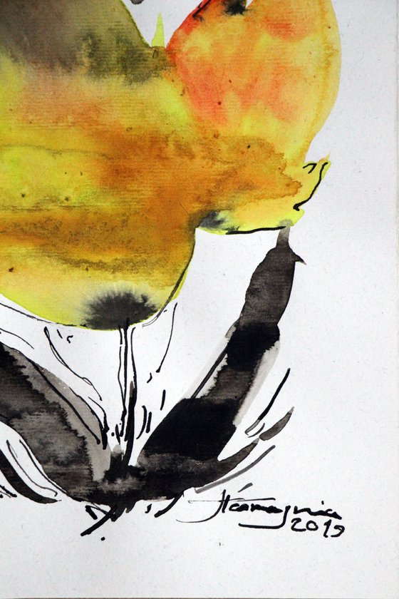 Colorful 15 (yellow Tulip), Watercolor on paper, 15 x 20 cm