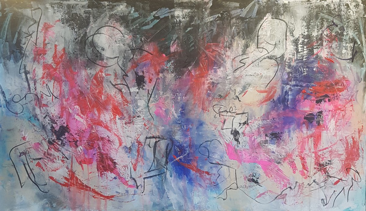 Abstract Acrylic Painting By Els Driesen, 47 X 28, Be Yourself, Original Artwork