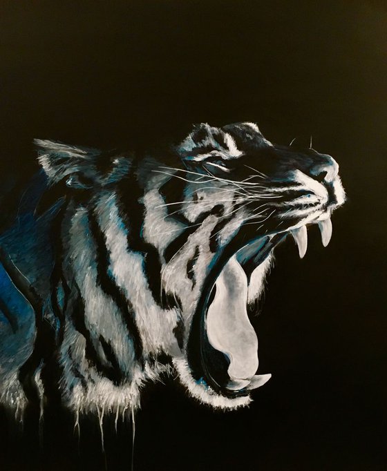 Tiger, Large Black and white Tiger, wall art