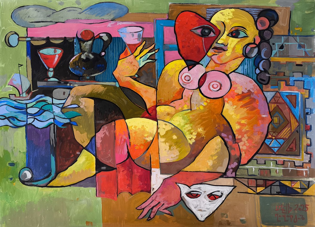 Between Wine And Secrets By Meliq Khazaryan, 31 X 24, Artwork For Sale On Artfinder