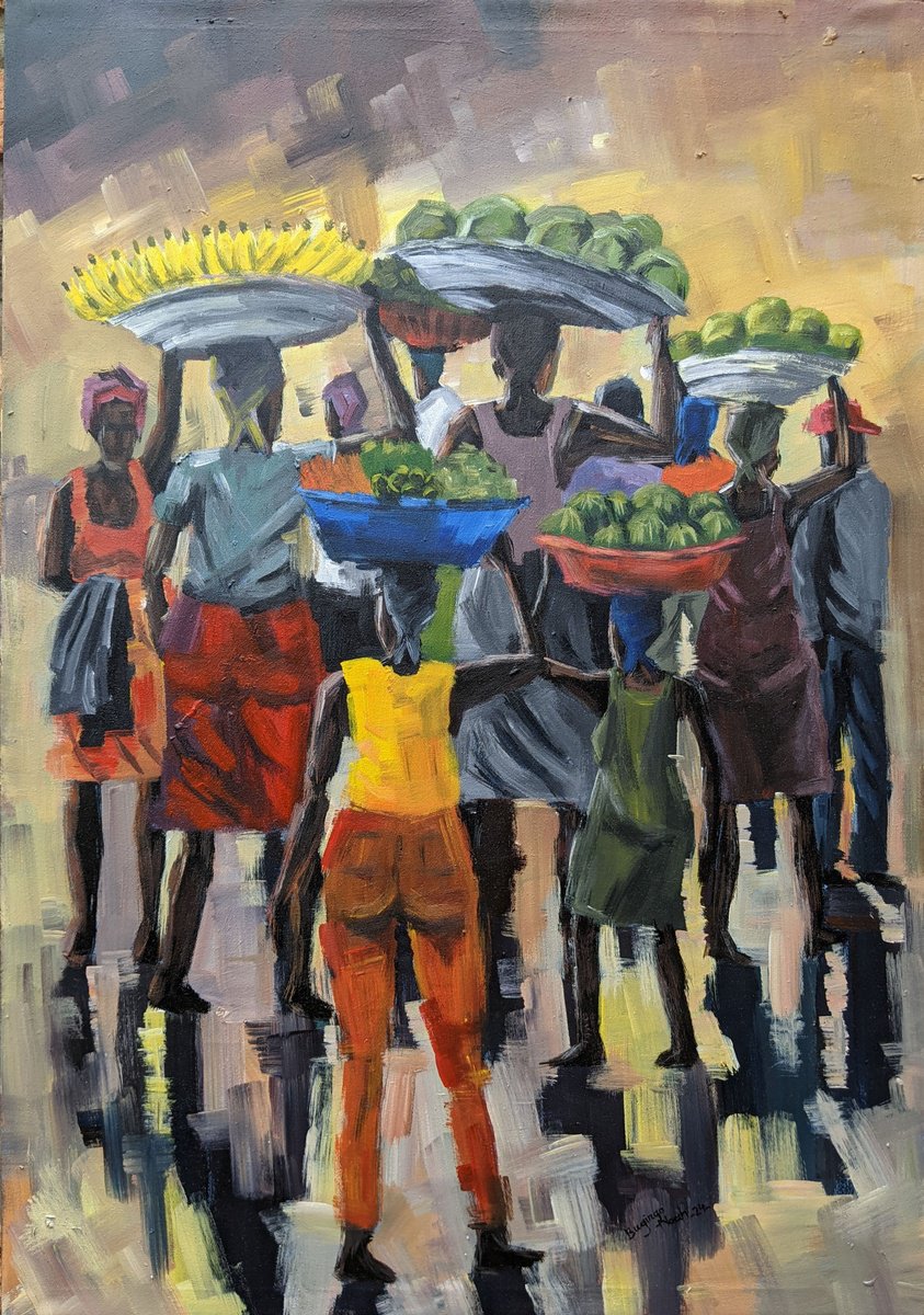 Impressionistic Portrait Acrylic Painting By Bugingo Noah, 19 X 28, Some Of Us, Original Artwork