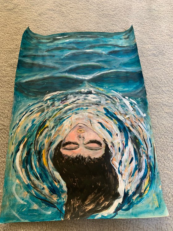 Floating on Water Acrylic Painting Realistic Water Artwork On